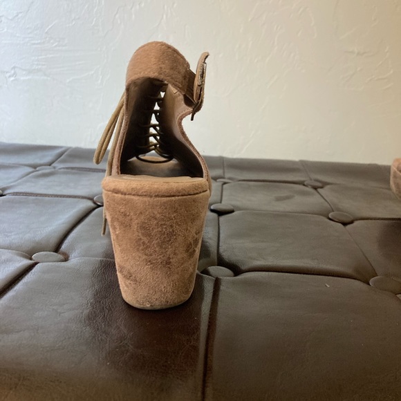 Corky’s Faux Suede 1 1/4” Lace up Wedge Sandal w/ 3” covered wedge heel - Picture 5 of 5